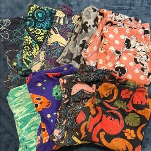 9 Piece Bundle LuLaRoe Colorful Patterned Leggings Collection